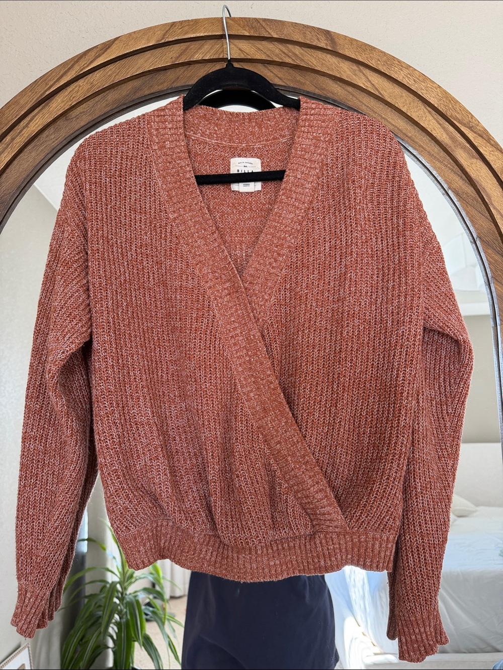 Billabong Rust Textured Wrap V-Neck Sweater